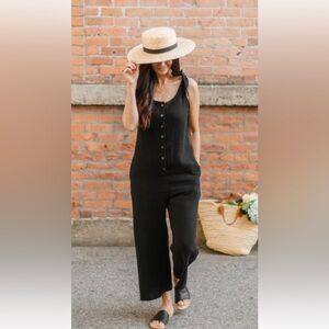 NWOT Smash + Tess Black Jumpsuit w/Button Detail. Rayon from bamboo. XXS.